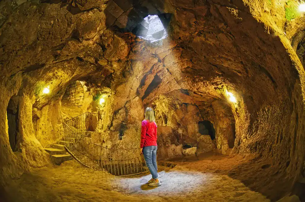 Inside the underground city on the Cappadocia Green Tour